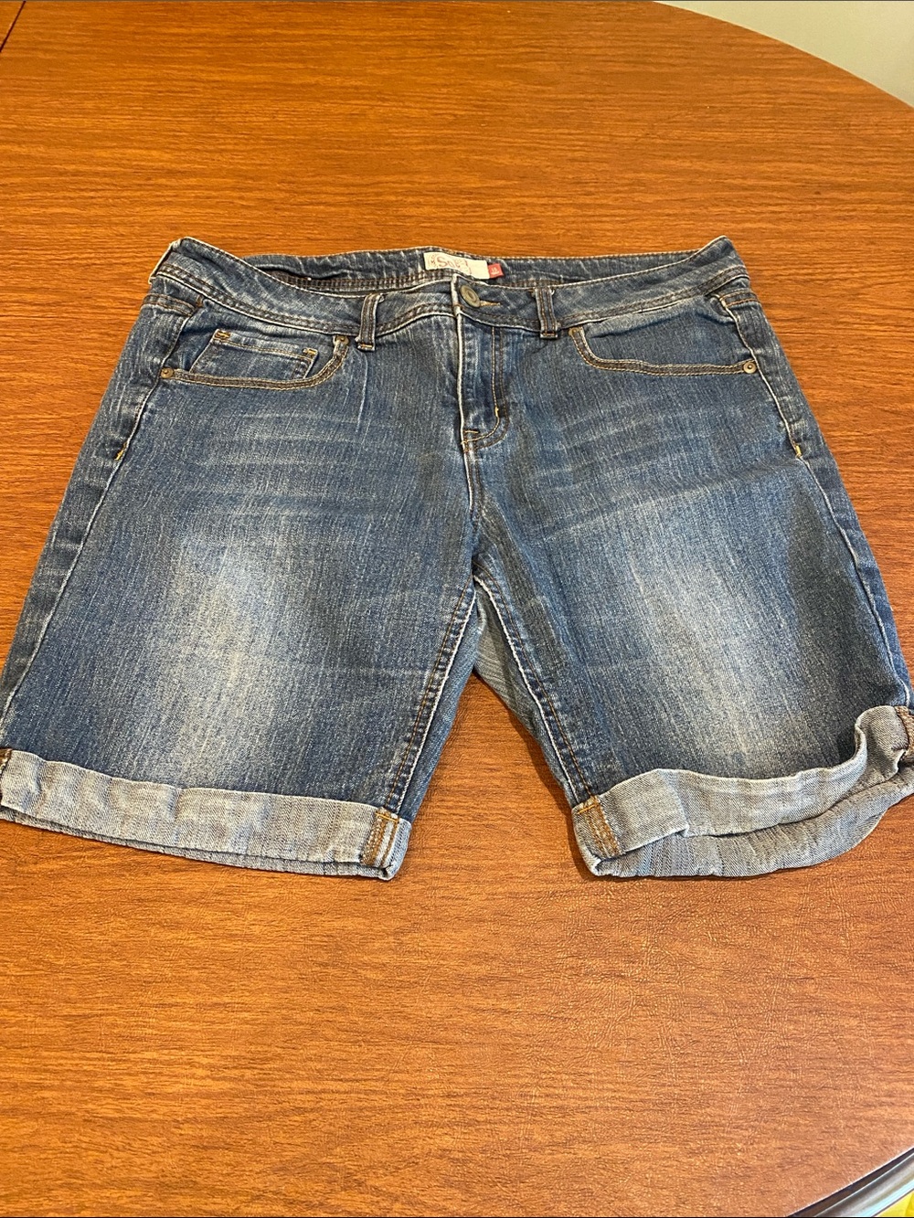 SO Women's Rolled-Hem Denim Shorts - Blue size 15